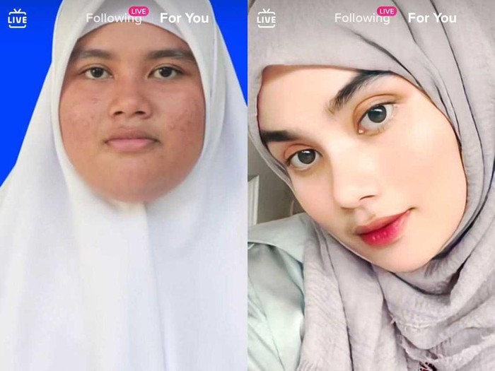 Transformasi wanita viral di media sosial. Foto: Dok. TikTok @ohmyputri20. Transformasi wanita viral di media sosial. Foto: Dok. TikTok @ohmyputri20.