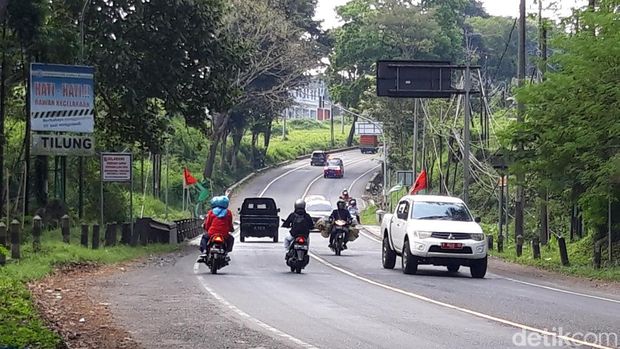 Salah satu daerah rawan macet di Boyolali saat arus mudik, Senin (18/4/2022).