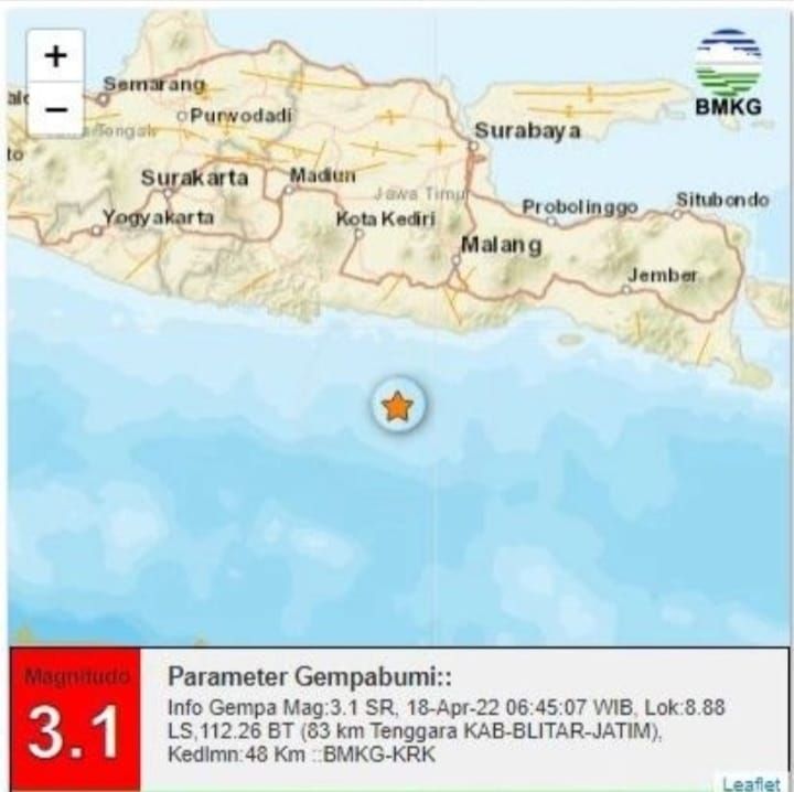 Gempa Blitar Mag 3.1