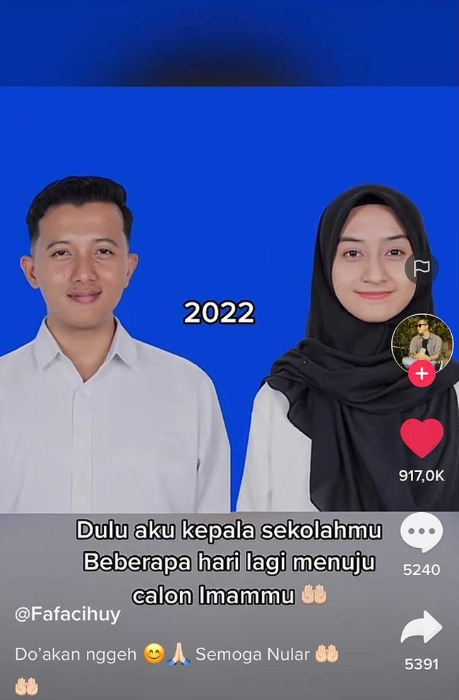 Tentang proses perjalanan (taaruf) menuju pernikahan mulai dari kenal terus khitbah (tanpa pacaran) karena tidak boleh dalam Islam, ungkap Fajrul kepada Wolipop lewat pesan singkat, Senin (18/4/2022). Foto: Dok. TikTok @fajrulfaj.