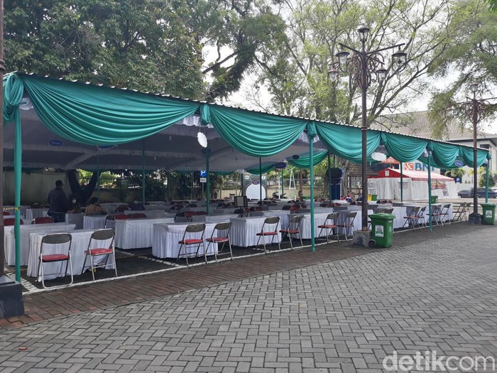 Lokasi pasar takjil di Balai Kota Solo, Senin (18/4/2022).