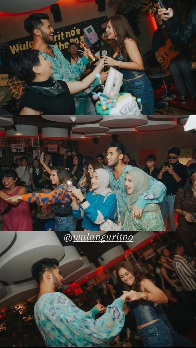 Yang tak kalah mencuri perhatian adalah penampilan Wulan Guritno dan Sabda Ahessa dalam acara tersebut. Walaupun memiliki perbedaan usia yang cukup jauh, yaitu sekitar 15 tahun, namun keduanya terlihat kompak dan romantis. Sabda Ahessa berusia lebih muda dari Wulan. Foto: Instagram