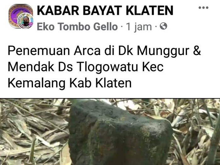 Heboh penemuan arca di desa lereng Merapi Klaten