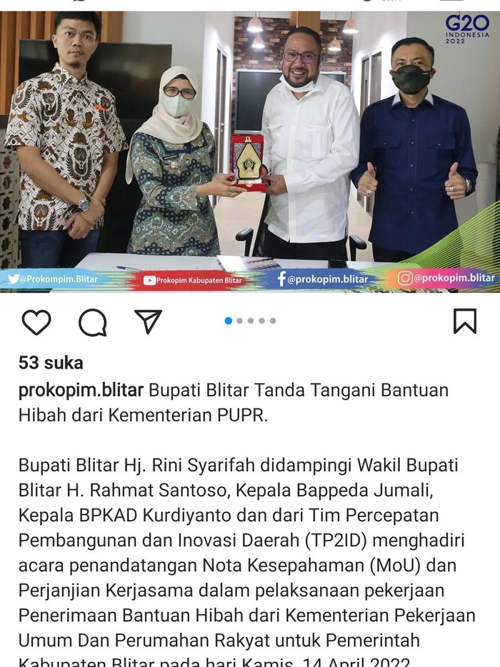 Pemkab Blitar Dituding Kemen PUPR Sebar Hoaks Soal Bantuan Hibah, Postingan di Medsos Hilang!.