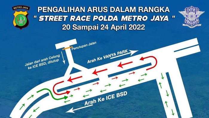 Pengalihan arus di Jl Grand Boulevard BSD saat street race berlangsung
