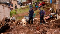 Proses pencarian korban banjir di Afrika Selatan masih terus dilakukan. Sejumlah petugas bersama anjing pelacak disebar di sejumlah lokasi bencana untuk mencari korban.