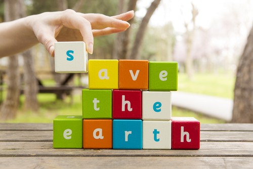 Save The Earth, word and hand