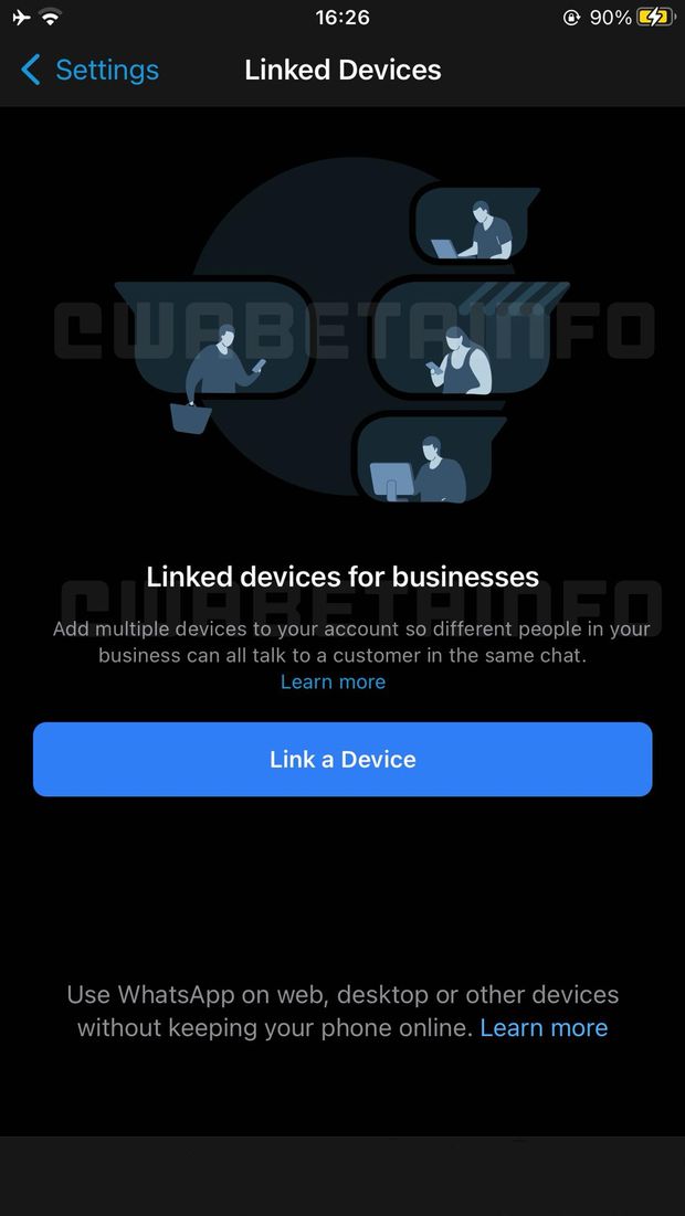 Tampilan fitur Linked Devices untuk WhatsApp Business