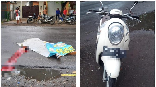 korban kecelakaan yang meninggal dunia beserta sepeda motornya