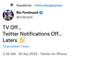 Bahkan, legenda MU Rio Ferdinand nggak kuat menyaksikan pertandingan lawan Liverpool. Foto: Twitter