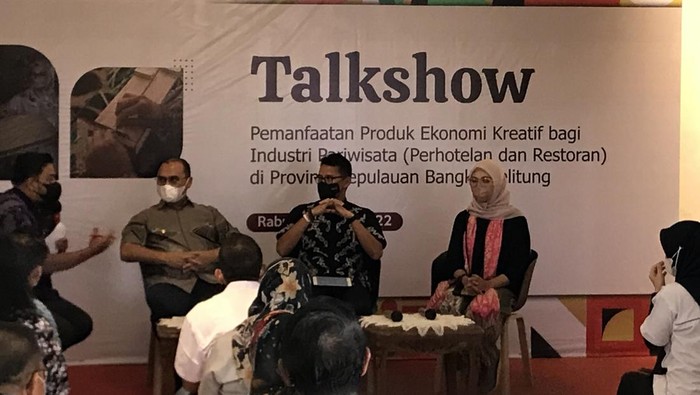 Menparekraf Sandiaga Uno saat talkshow pemullihan ekonomi di Pangkalpinang