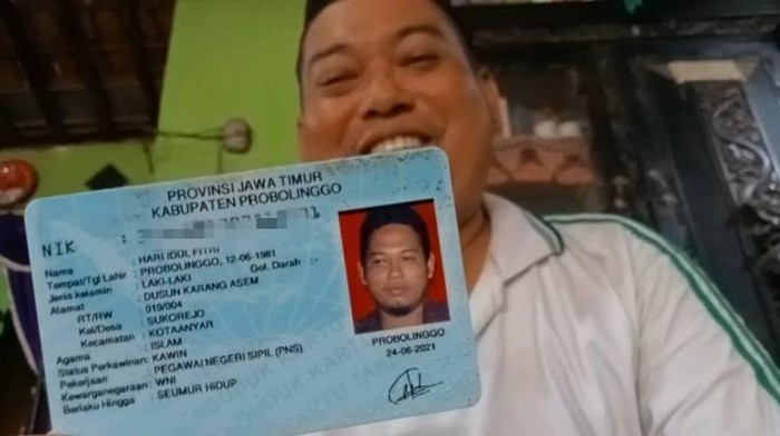 Pria di Probolinggo Bernama Hari Idul Fitri