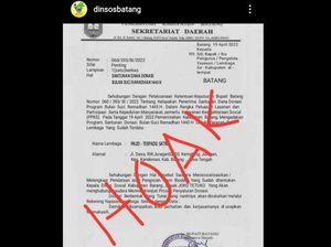 Surat Penyaluran Bantuan Ramadan Catut Sekda Batang, Dinsos: Hoax!