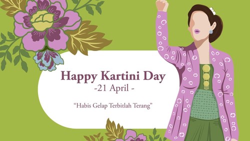 An illustration of Kartini Day Celebration. Habis gelap terbitlah terang means After Darkness comes Light