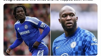 Romelu Lukaku yang kembali dimainkan semalam tampil mengecewakan. Jika kalian merasa tak berguna, ingat bahwa Chelsea membeli Lukaku dua kali dan dua-duanya dia gagal, tulis netizen ini. Foto: Twitter