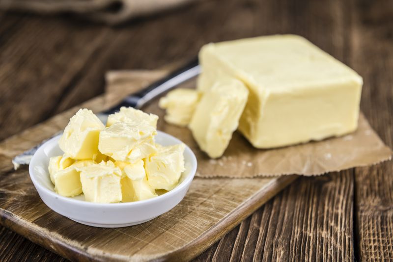 Piece of Butter (selective focus, detailed close-up shot)
