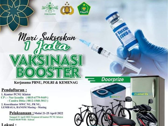 Pengumuman vaksinasi booster di Klaten berhadiah motor