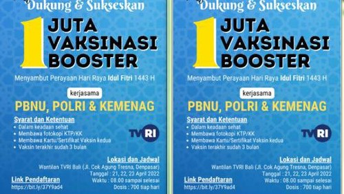 Jadwal Vaksinasi Booster di Denpasar Besok, Catat Lokasi-Waktunya