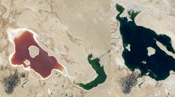 Perubahan di Danau Milh di Irak. Foto: NASA
