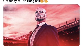 Netizen ini sudah tak sabar melihat taktik seperti apa yang akan ditampilkan Ten Hag di MU. Foto: Twitter