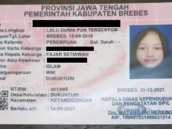 Nama unik anak asal Brebes.