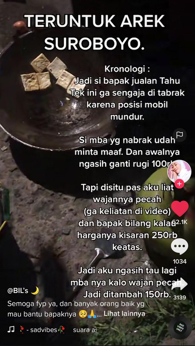 Penjual Tahu Tek Ini Hanya Dapat Ganti Rugi Rp 100 Ribu