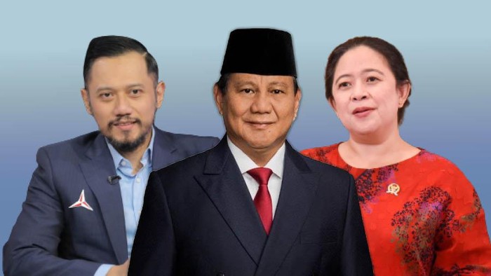 Prabowo Jadi Capres Jagoan di Survei, Cocok Duet Sama AHY atau Puan? (Tim Infografis detikcom)
