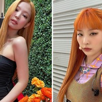 Jennie BLACKPINK membuat penggemar pangling dengan warna rambut barunya. Kamu pun bisa memilih warna oranye yang lebih bold seperti Seulgi Red Velvet. Foto: dok. Instagram @jennierubyjane, dok. Instagram @hi_sseulgi
