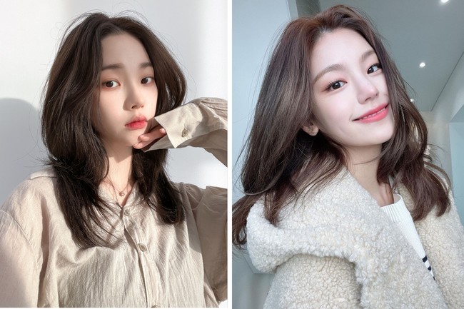 Potongan rambut sedang membuat Karina aespa dan Yeji ITZY terlihat feminin. Keduanya menipiskan bagian ujung rambut dan memilih warna coklat. Foto: dok. Instagram @aespa_official, dok. Instagram @itzy.all.in.us