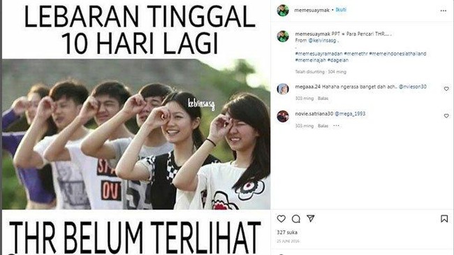Nggak terasa sebentar lagi sudah Hari Raya Idul Fitri loh, tapi THR belum juga cair. Ada yang mengalami hal yang sama? Foto: Instagram