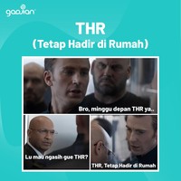 Nggak selamanya THR menjadi singkatan dari Tunjangan Hari Raya. Buktinya, THR juga bisa menjadi singkataan dari Tetap Hadir di Rumah. Nasib deh.. Foto: Instagram