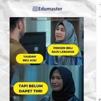 Niatnya sih ingin tampil keren di hari Lebaran. Tapi apa daya belum bisa beli baju baru karena THR belum cair. Foto: Instagram