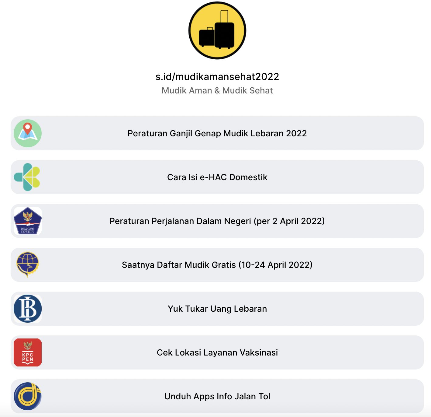 Screenshot Panduan Mudik Lebaran 2022