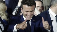 Kemenangan Macron disambut baik oleh para pemimpin Eropa karena sebelumnya mereka khawatir bila Pemilu dimenangkan kandidat partai sayap kanan, mereka akan menggulirkan serangkaian kebijakan anti-Uni Eropa. (AP Photo/Lewis Joly ) 