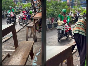 Perjuangan Driver Ojol Ambil Orderan Makanan sambil Bawa 2 Anak