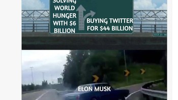 Sindiran yang menilai Elon Musk lebih peduli membeli Twitter daripada mencari solusi kelaparan global seperti janjinya. Foto: Twitter