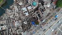 Begini foto udara Pasar Gembrong, Jakarta Timur, usai terbakar.