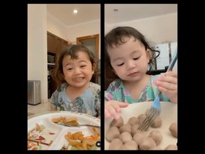 10 Potret Gemas Thania Putri Onsu Saat Mukbang Bakmi hingga Bakso