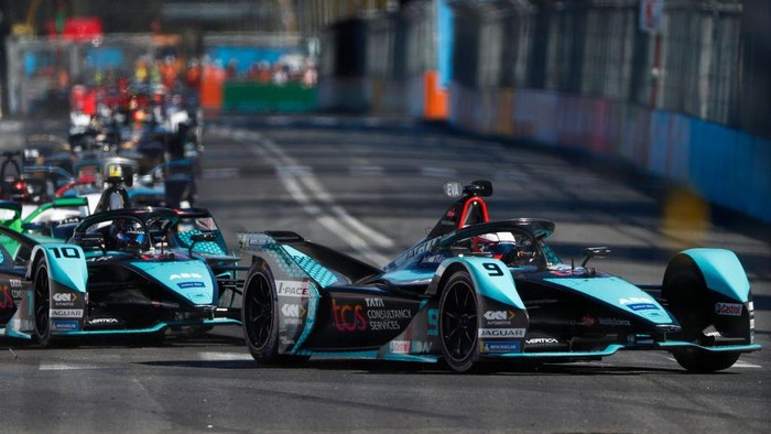 ROME, ITALY - APRIL 10: In this handout from Jaguar Racing, Mitch Evans of New Zealand, Jaguar TCS Racing, Jaguar I-TYPE 5 Sam Bird of Great Britain, Jaguar TCS Racing, Jaguar I-TYPE 5  during the ABB FIA Formula E Championship - 2022 Rome E-Prix Round Five on April 10, 2022 in Rome, Italy. (Photo by Handout/Jaguar Racing via Getty Images)