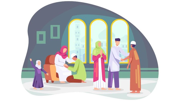 Ilustrasi Merayakan lebaran bersama keluarga