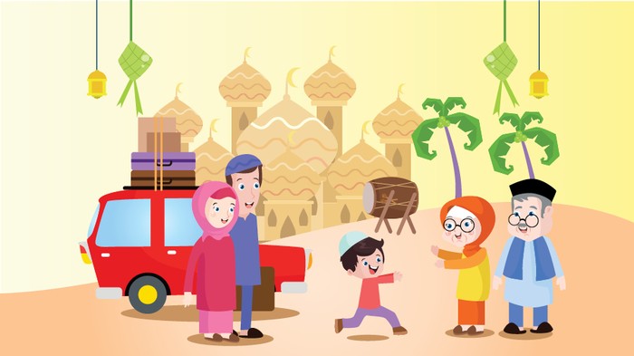 Ilustrasi Merayakan lebaran bersama keluarga