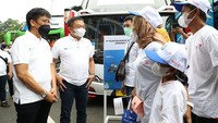 Peserta program mudik gratis bersama BUMN yang merupakan mitra Telkom. Peserta mudik gratis dari Telkom terdiri dari Teknisi IndiHome/Telkomsel, Sales Force, Partner IndiHome, Sales Outlet Telkomsel, UMKM MySooltan, dan masyarakat umum, Rabu (27/4).
