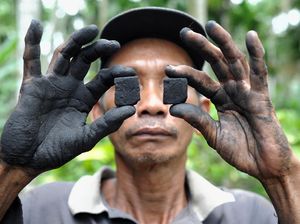 Warga Jambi Sulap Limbah Pelepah Pinang Menjadi Briket
