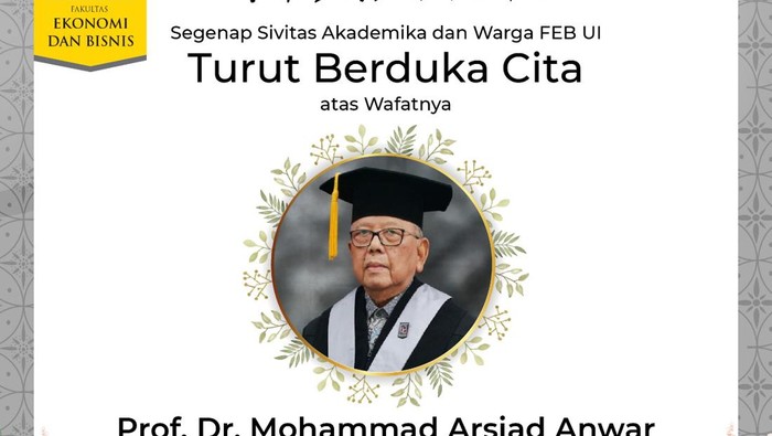 Prof Arsjad Anwar Meninggal Dunia
