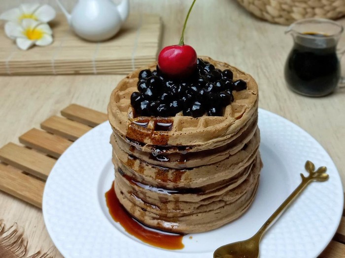 Resep Surabi Waffle Cokelat Boba