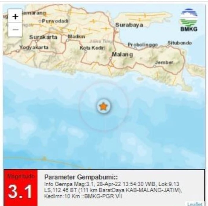 gempa malang Mag:3.1