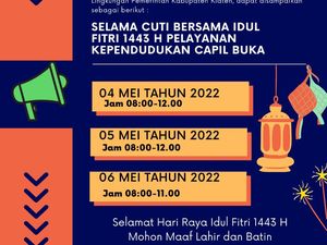 Info Lur! Dukcapil Klaten Kini Buka Layanan 4-6 Mei