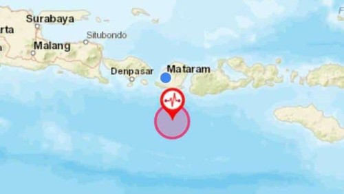 Episenter gempa di Lombok, Nusa Tenggara Barat, Sabtu (30/4/2022). (BMKG)
