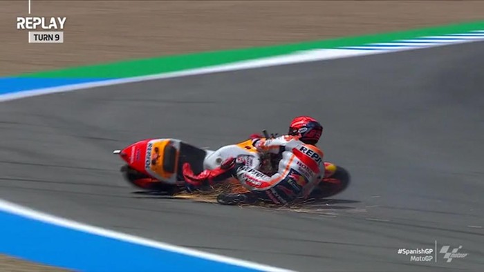 Marc Marquez jatuh dua kali di FP2