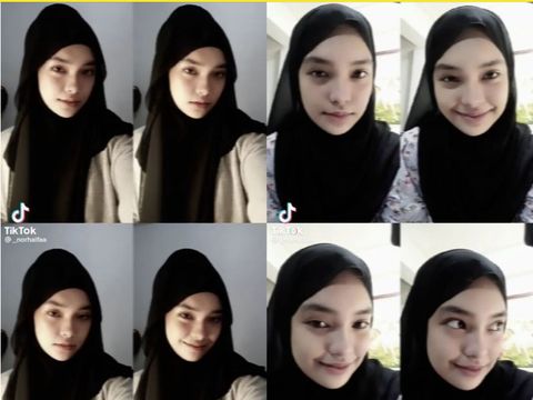 Foto Haifa yang mantap menjadi mualaf dan langsung berhijab.